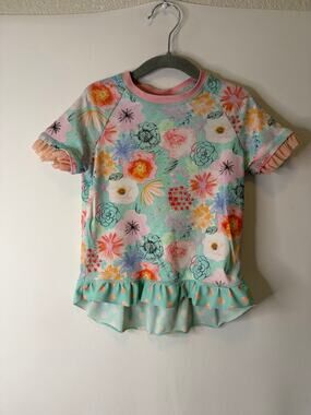 Girls Matilda Jane Adventure Begins Riding The Waves Rash Guard Size 8